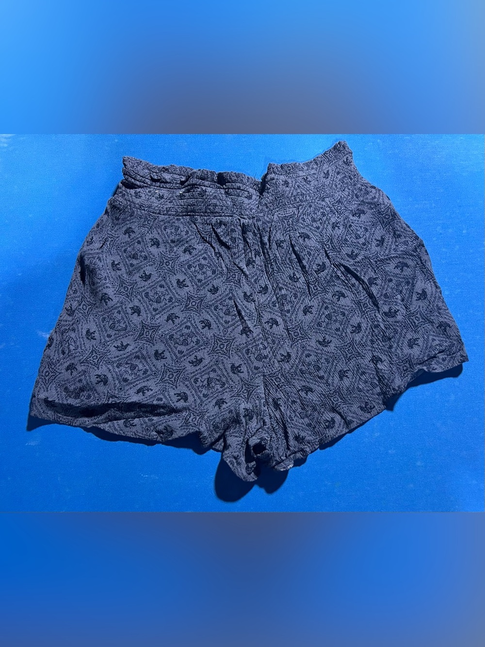 SO Navy Blue Printed High-Waist Women’s Shorts - Picture 3 of 4